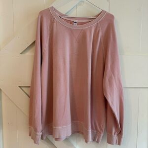 Old Navy Women’s Pink Crewneck Sweatshirt XXL Distressed-Look Casual